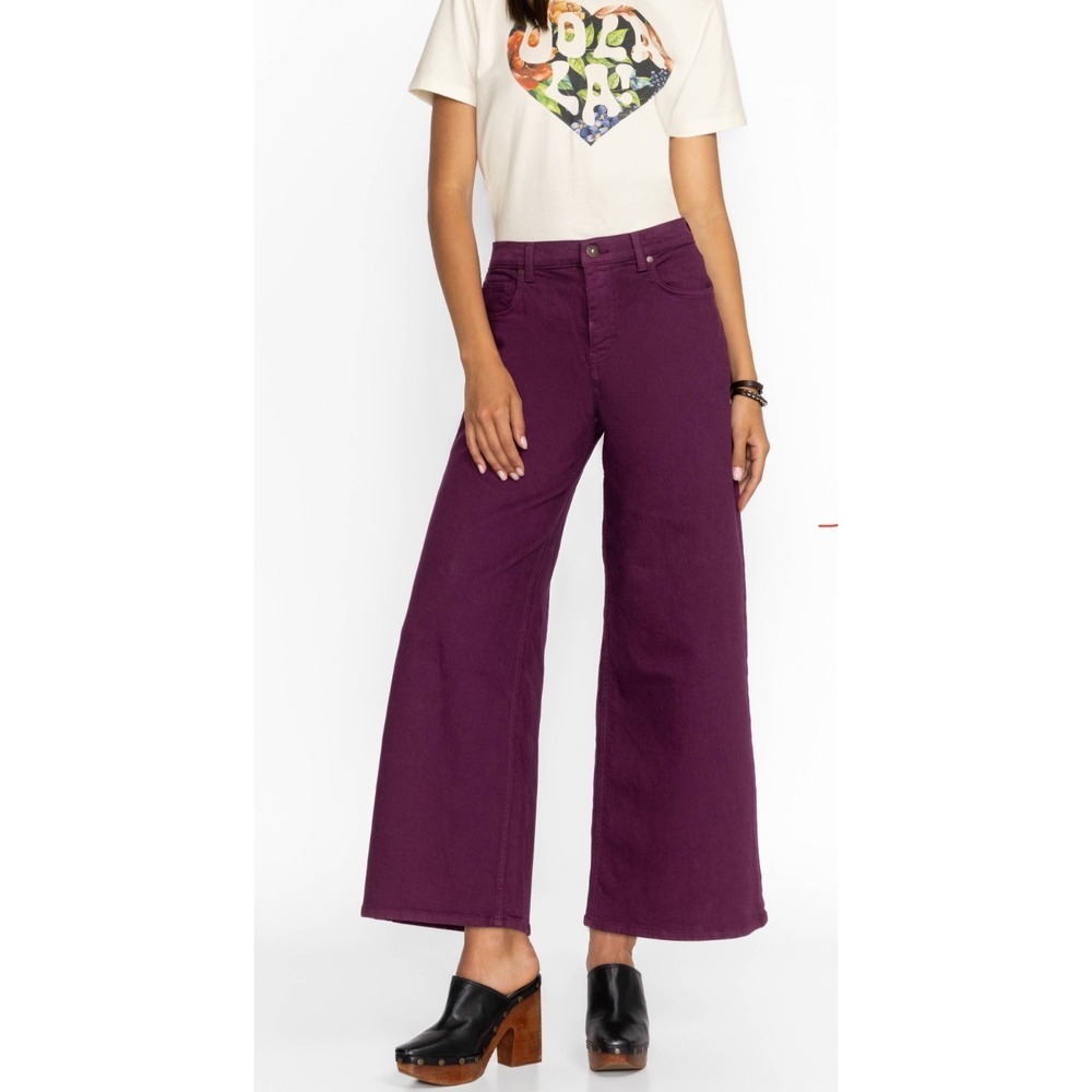Johnny Was Mademoiselle Purple Wide Leg Jeans, Size‎ 33